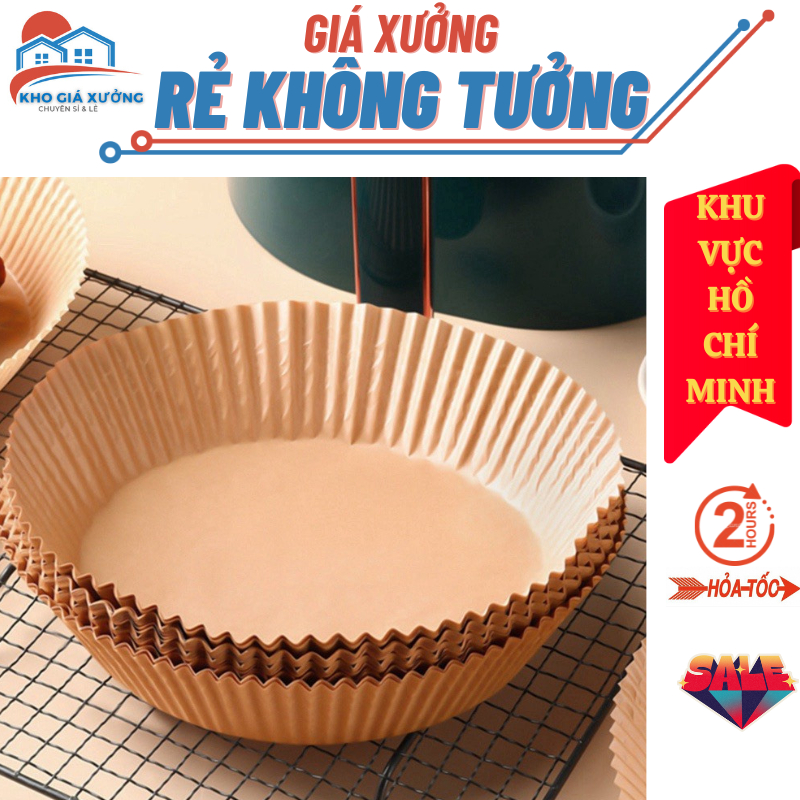 Set 50 tờ Giấy Lót Nồi Chiên Không Dầu , Giấy Nến Vàng Lót Nồi Chiên Không Dầu Đa Năng Tiện Dụng