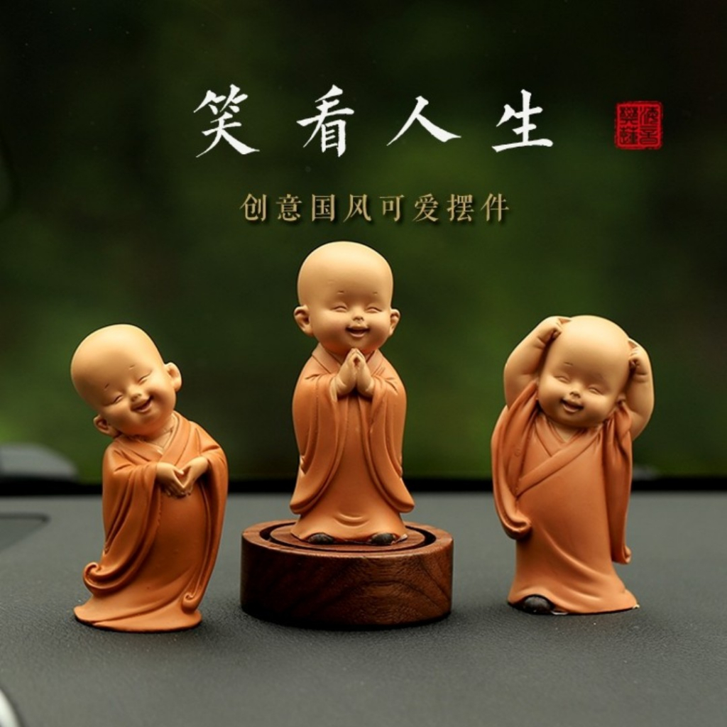 Tượng Chú Tiểu Vui Tươi (Hàng Cao Cấp) Trang Trí Tiểu Cảnh Để Bàn