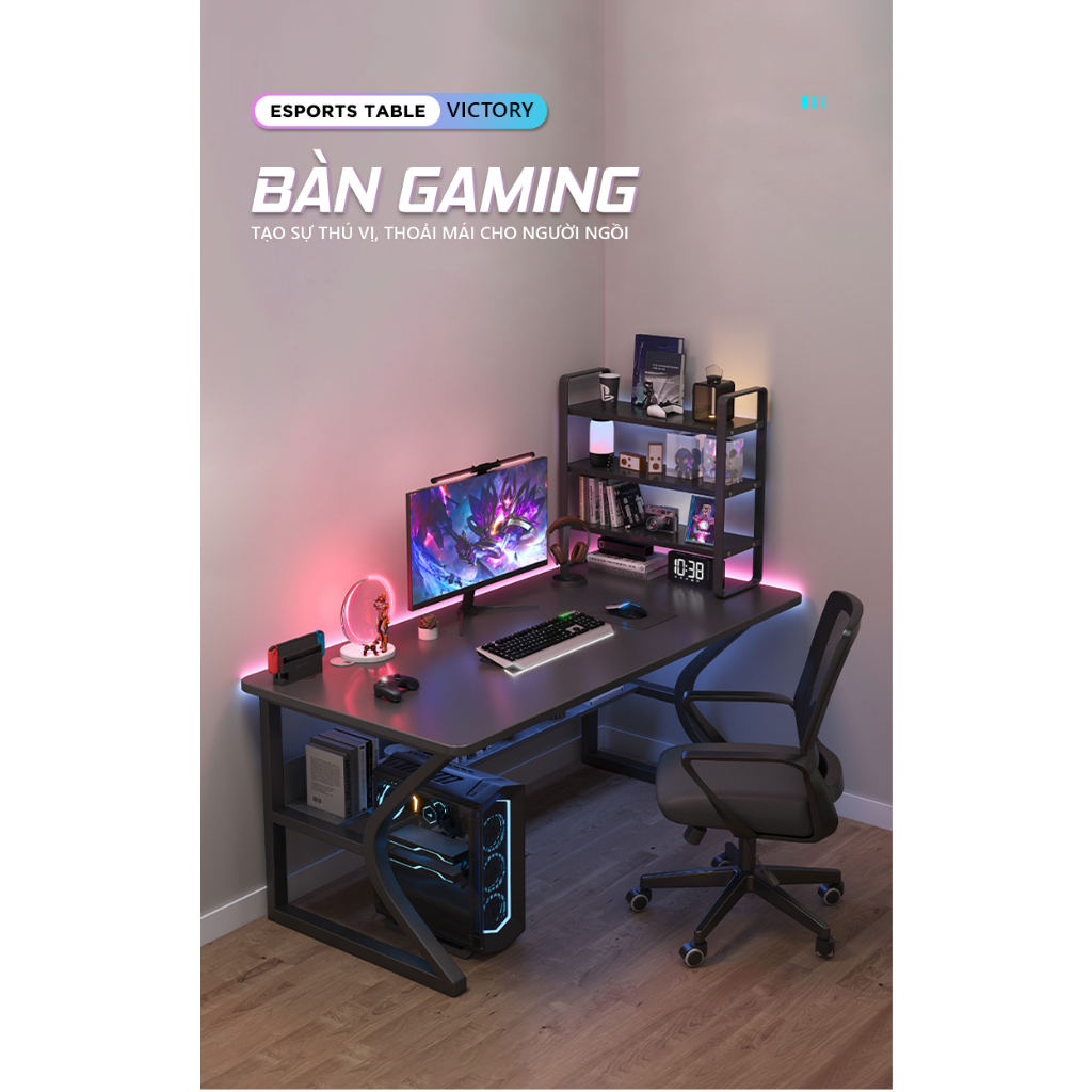 Bàn làm việc kết hợp bàn gaming thoải mái thương hiệu Monoka - gm67