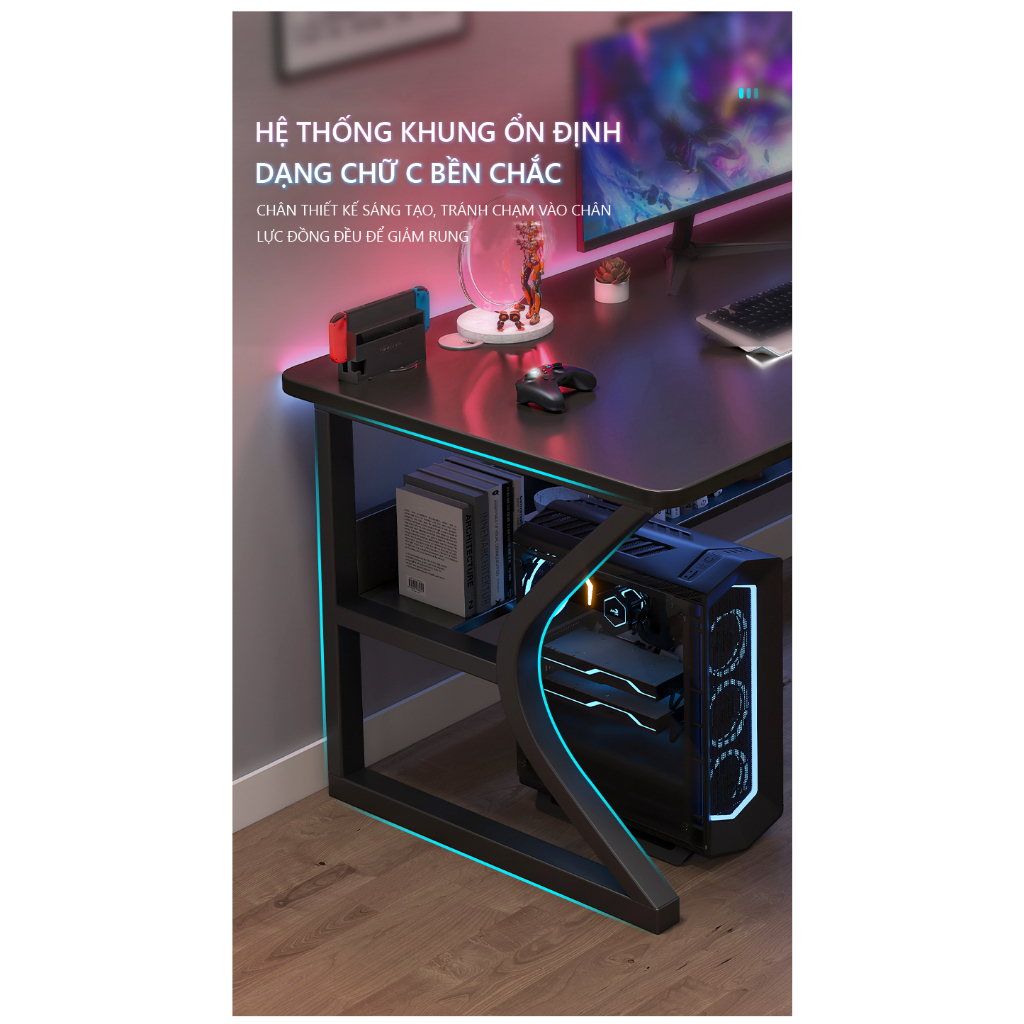 Bàn làm việc kết hợp bàn gaming thoải mái thương hiệu Monoka - gm67