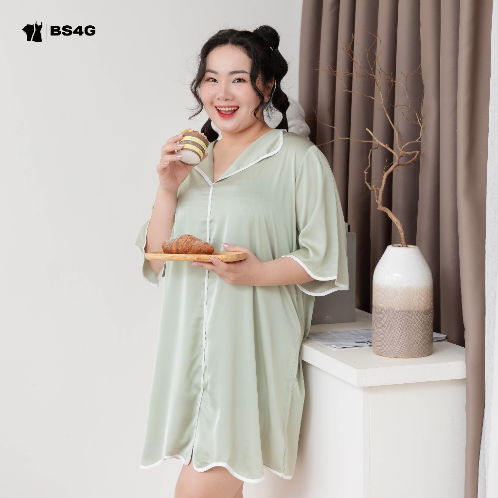 ĐẦM NGỦ LỤA PYJAMA TRƠN BIGSIZE