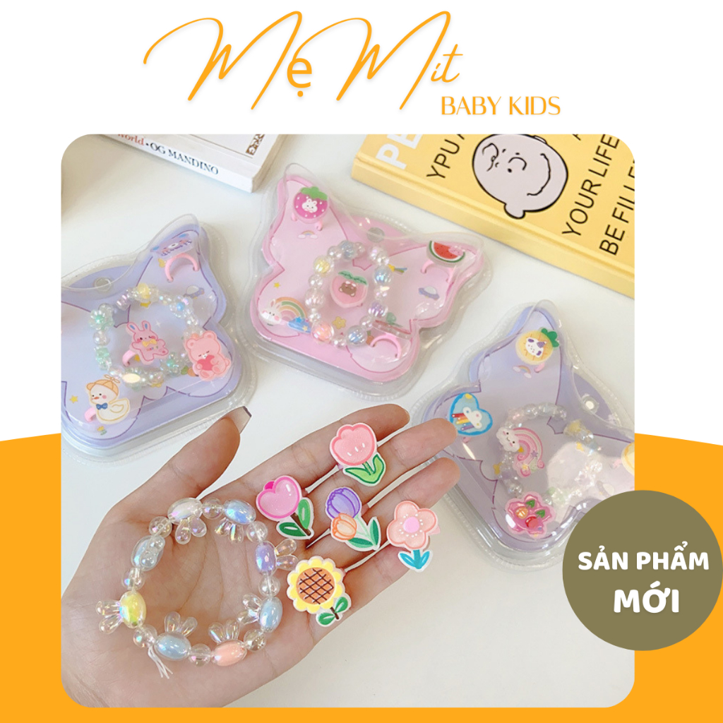Set vòng, nhẫn xinh xắn cho bé gái, quà tặng vòng tay và nhẫn điệu đà cho bé gái mã PK015