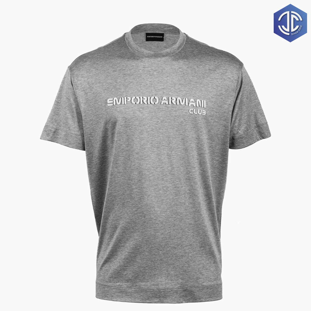 Áo phông logo Emporio Armani chữ nổi, áo thun logo EA nổi, mẫu áo thun mới 2023