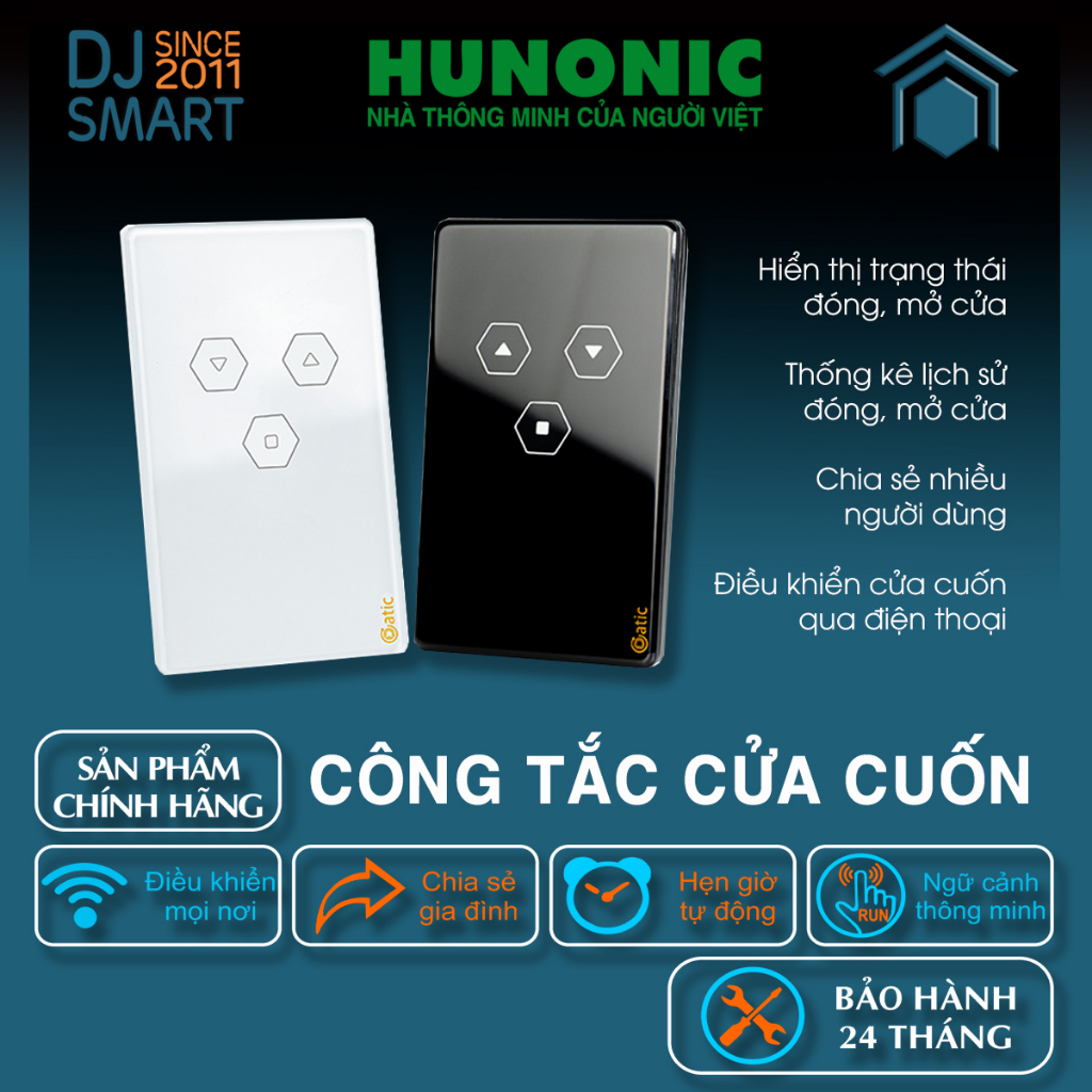 Bộ công tắc điều khiển cửa cuốn thông minh trên điện thoại Hunonic Datic Smartdoor - ĐIỀU KHIỂN CỬA CUỐN WIFI