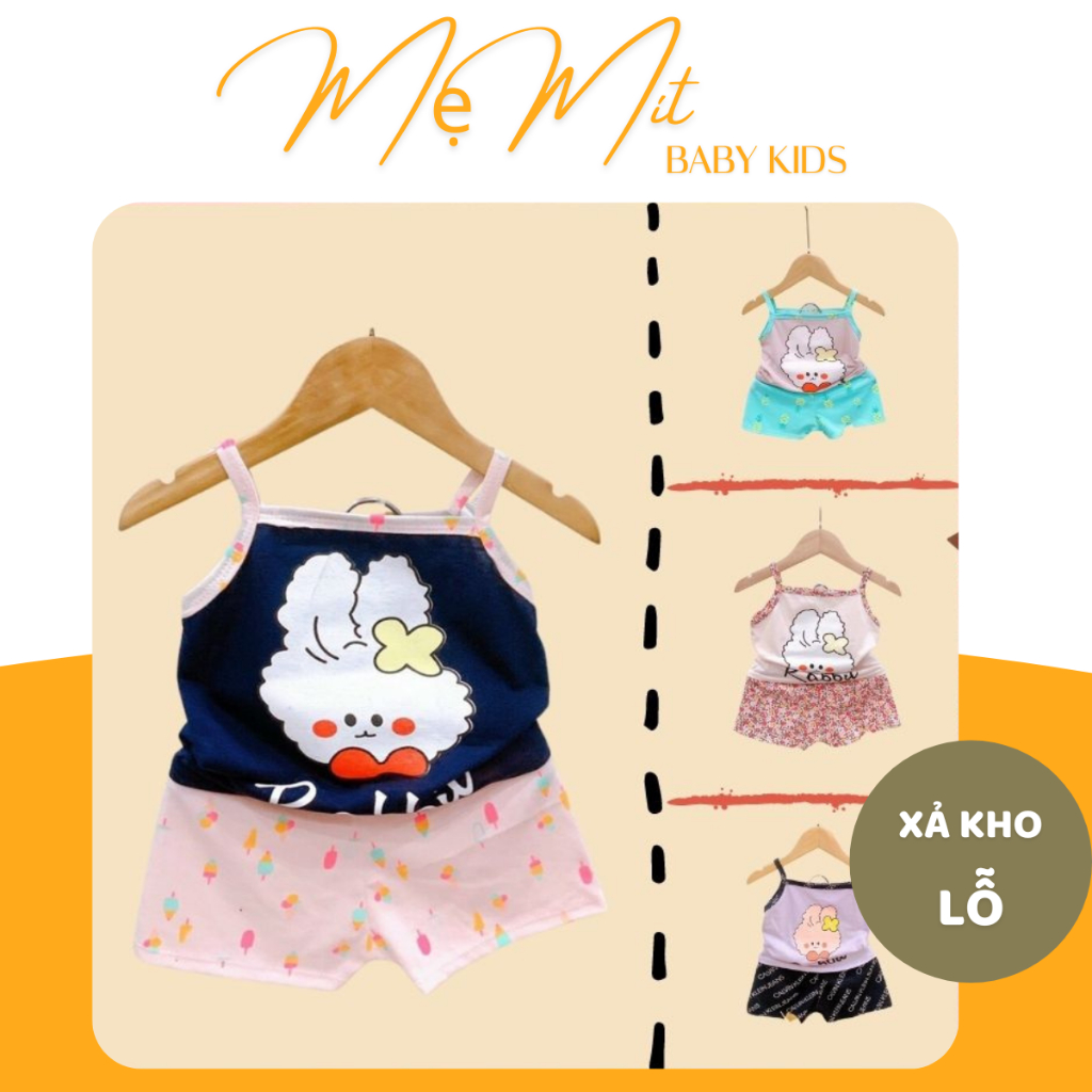 Bộ 2 dây bé gái chất cotton họa tiết đáng yêu