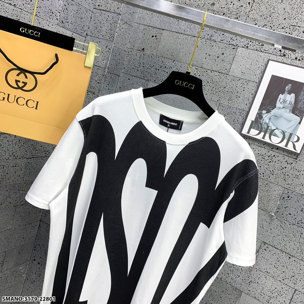 Áo Phông Nam DSQ In Logo Chữ Dài Siêu Chất - Áo Thun Nam Hai Màu Đen Trắng Siêu Đẹp Siêu Phong Cách