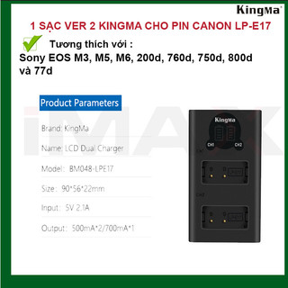 Sạc đôi ver 2 kingma cho canon lp-e17