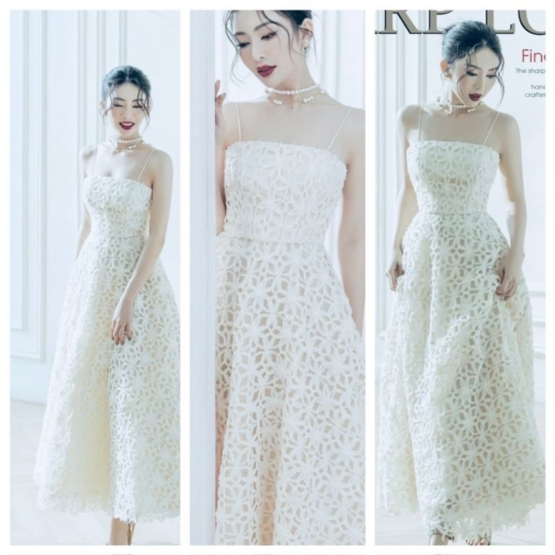 đầm 2 dây ren hoa hàng thiết kế cao cấp mới nhất