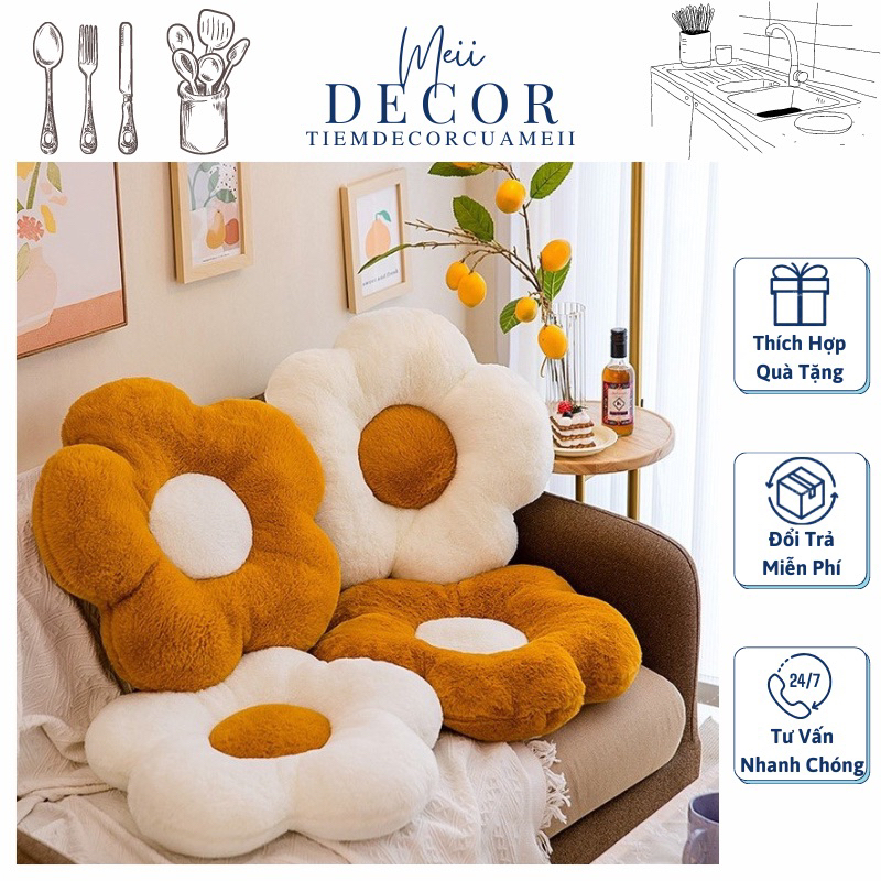 Đệm ngồi bệt, tựa lưng cho ghế sofa/ ghế văn phòng/ phòng ngủ hình bông hoa dễ thương -Meii.decor