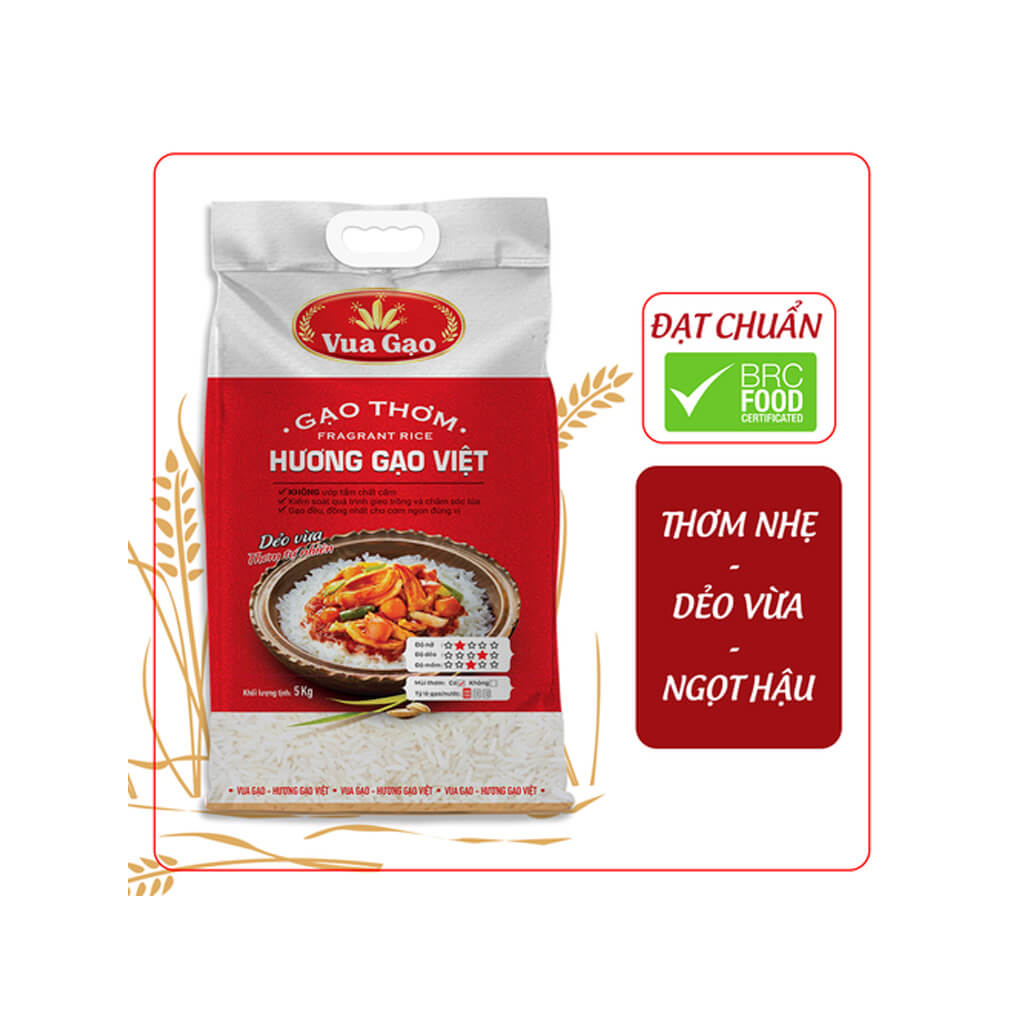 Mua 2 tặng 1 - Gạo Hương Việt túi 5kg(Tặng 1 nước rửa chén khi mua 2 túi)