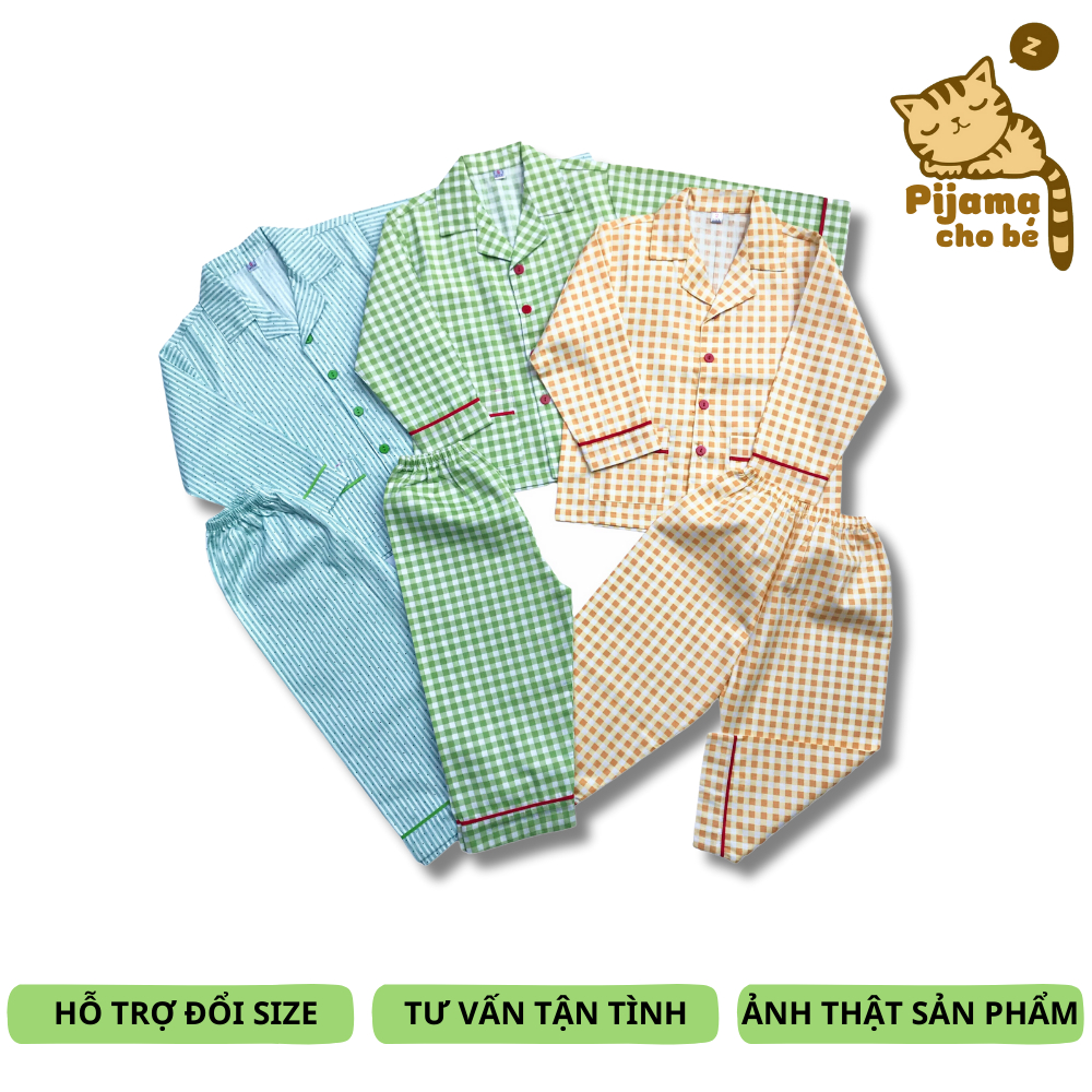 Pijama Cho Bé vải cotton Thô đẹp hút mồ hôi màu sắc trang nhã Nhiều mẫu cho bé 1-9 tuổi 10-40kg