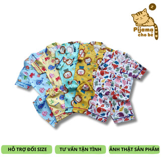 Pijama tay ngắn quần đùi cho bé trai bé gái vải thô cotton hút mồ hôi Nhiều mẫu size 10-20kg cho bé 1-5 tuổi