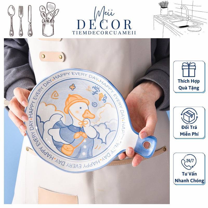 Bộ bát đĩa hình vịt ngộ nghĩnh chất liệu sứ cao cấp -Meii.decor
