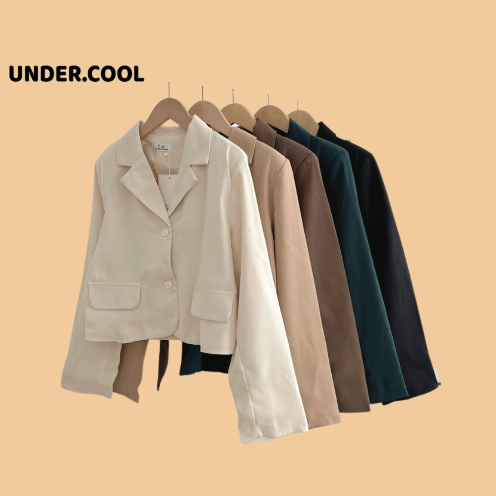 Áo Blazer Croptop 2 lớp dáng ngắn 2 khuy Tay Dài Vạt bầu UNDERCOOL - Vest Ngắn đẹp