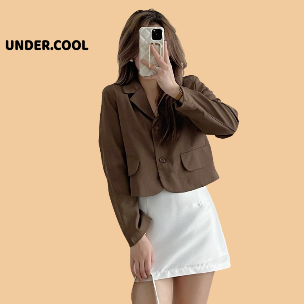 Áo Blazer Croptop 2 lớp dáng ngắn 2 khuy Tay Dài Vạt bầu UNDERCOOL - Vest Ngắn đẹp