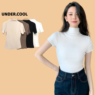 Áo Thun nữ Cotton cổ thấp 3 phân Cộc tay UNDERCOOL co giãn basic sang chảnh màu đen trắng be nâu ACT02