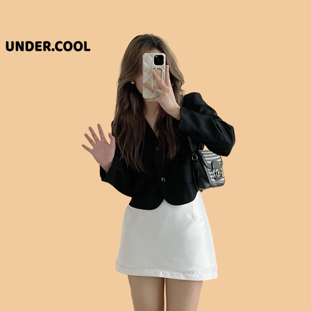 Áo Blazer Croptop 2 lớp dáng ngắn 2 khuy Tay Dài Vạt bầu UNDERCOOL - Vest Ngắn đẹp
