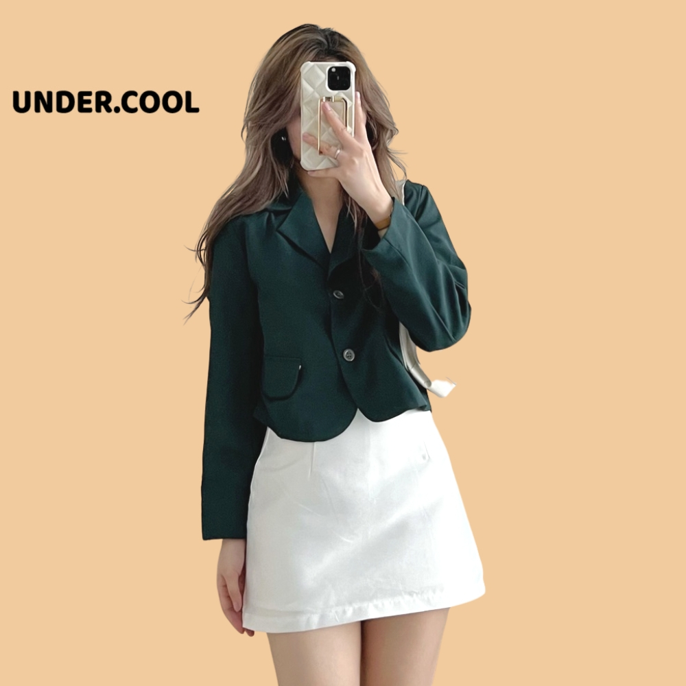 Áo Blazer Croptop 2 lớp dáng ngắn 2 khuy Tay Dài Vạt bầu UNDERCOOL - Vest Ngắn đẹp