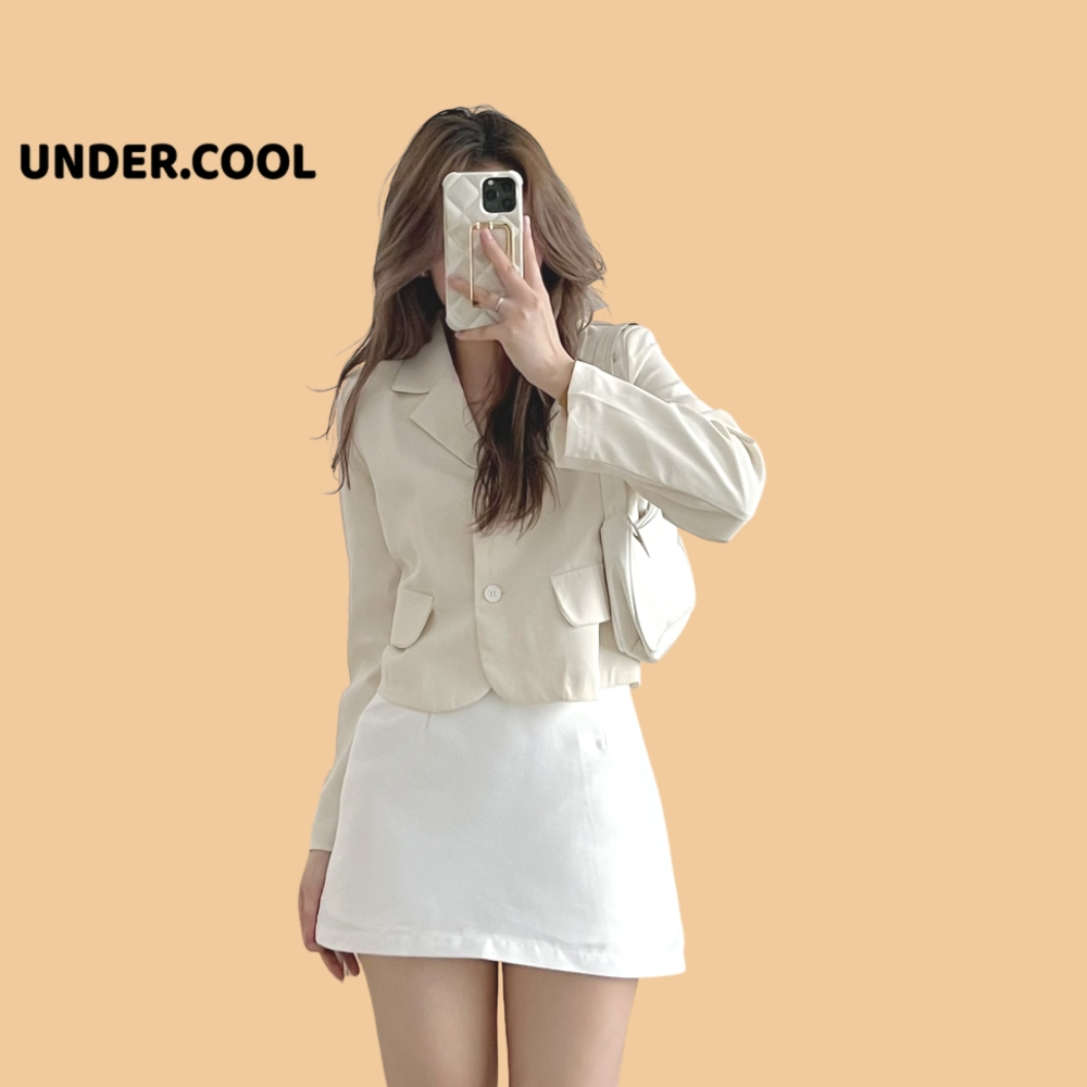 Áo Blazer Croptop 2 lớp dáng ngắn 2 khuy Tay Dài Vạt bầu UNDERCOOL - Vest Ngắn đẹp