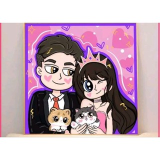 Tranh Đính Đá Cặp Đôi Size 20x20, Full Khung