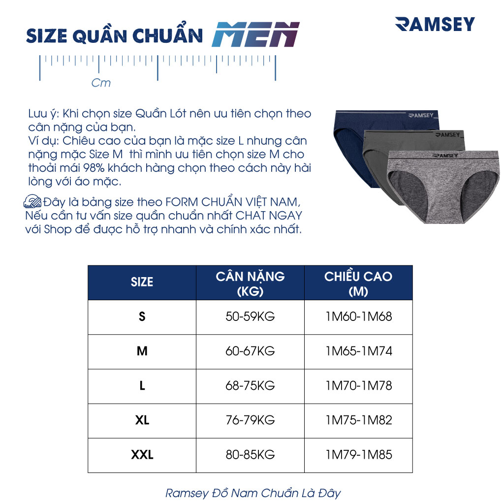 Quần Sịp Đùi Boxer Nam Ramsey Dệt Không Đường May Thoáng Khí Không Thấm Hút Mồ Hôi RP 502