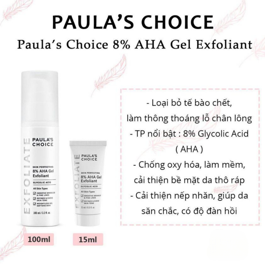 Tẩy Tế Bào Chết Paula's Choice 8% AHA Gel Dưỡng Da Chuyên Sâu 100ml Minisize 15ml