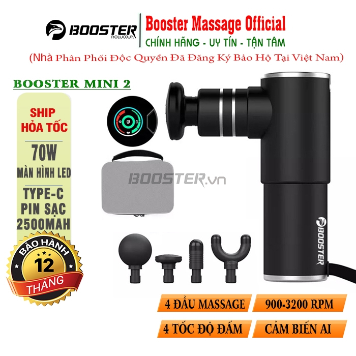 Súng Massage Booster MINI 2 Cơ Bắp - Cảm Biến Lực Đấm Ai - Dòng Mini Siêu Nhỏ Gọn - Màu Đen