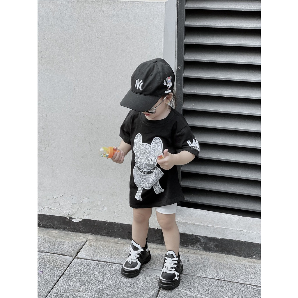 Áo thun gia đình life work chó trắng, áo phông cho bé cotton unisex, thời trang trẻ em - Winni Kids