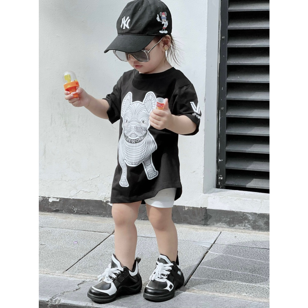 Áo thun gia đình life work chó trắng, áo phông cho bé cotton unisex, thời trang trẻ em - Winni Kids