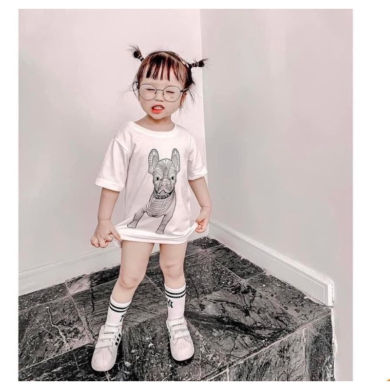 Áo thun gia đình life work chó trắng, áo phông cho bé cotton unisex, thời trang trẻ em - Winni Kids
