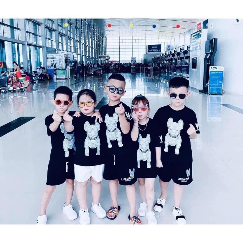 Áo thun gia đình life work chó trắng, áo phông cho bé cotton unisex, thời trang trẻ em - Winni Kids