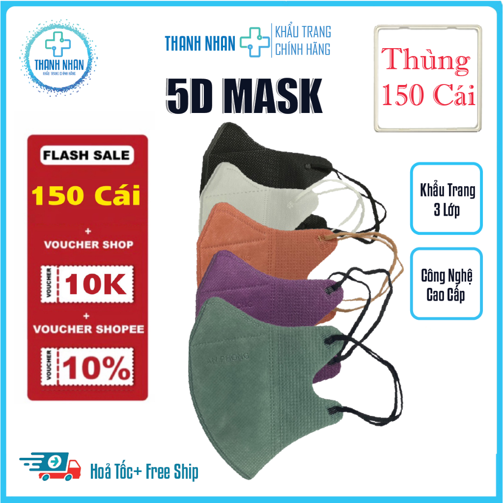 [Thùng 150 cái]Khẩu Trang 5D Mask Chống Nắng ,Bụi,Chống Tia UV, Thiết Kế Thời Trang Nhiều Màu Lựa Chọn.