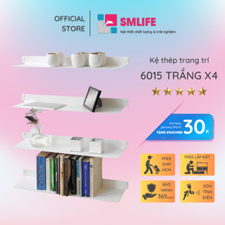 Kệ nhà bếp treo tường SMLIFE 6015 (Set 4) - Kệ treo tường bằng thép dày 1,6mm, sơn tĩnh điện màu Trắng/ Đen hiện đại