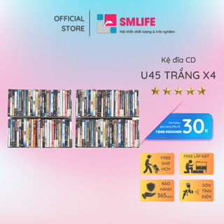 Kệ sách treo tường SMLIFE chữ U 45 (Set 4) bằng thép, sơn tĩnh điện Trắng / Đen hiện đại