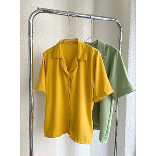  Áo sơ mi nữ công sở cộc tay basic cổ áo dáng vest xinh xắn chất lụa mango cao cấp