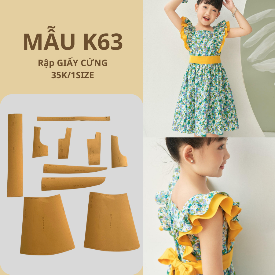 RẬP GIẤY CỨNG CẮT SẴN VÁY BÉ K63