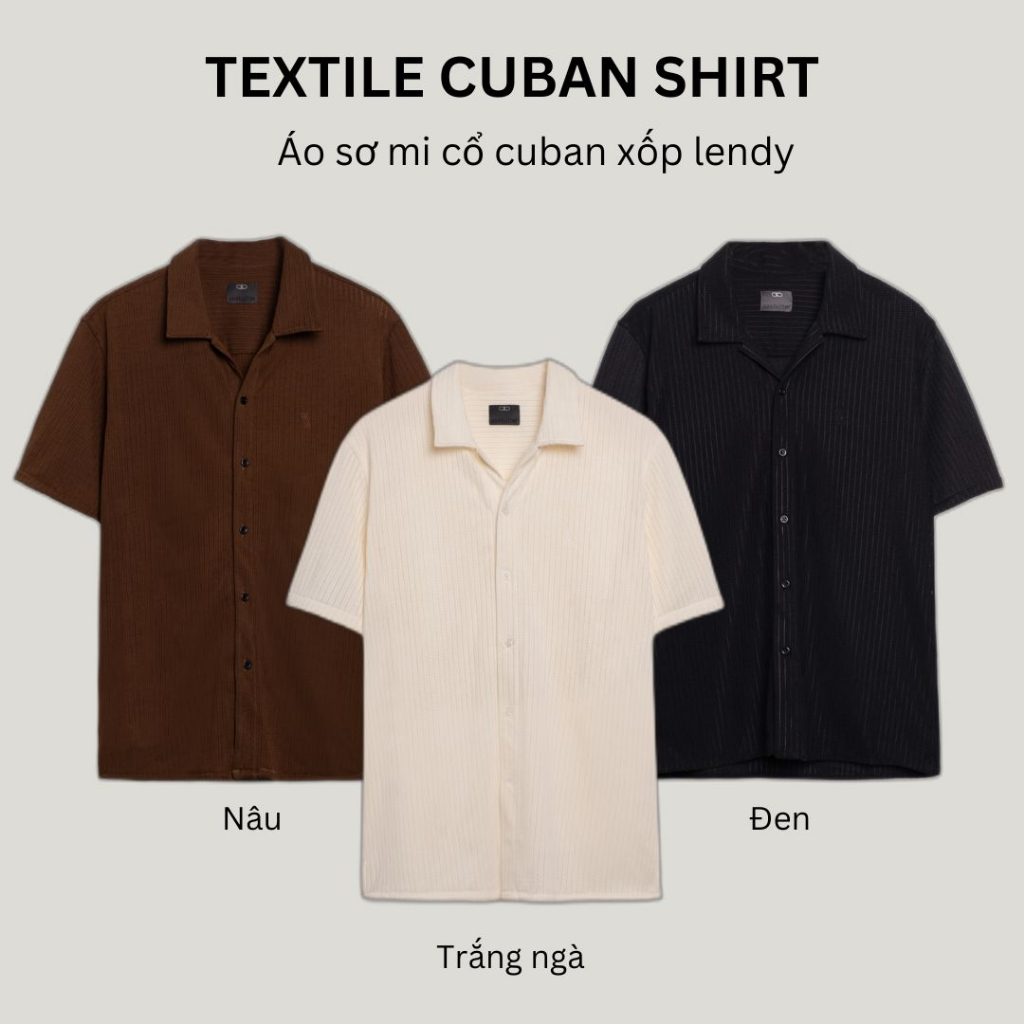 Áo sơ mi tay ngắn cổ cuban nam SSSTUTTER dáng regular xốp lendy thoáng mát TEXTILE CUBAN SHIRT