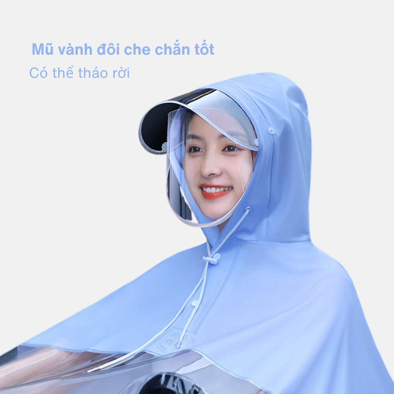 Áo mưa nửa trước trong suốt cho Mẹ và Bé, che phủ toàn thân, kèm kính chắn mưa AMP02