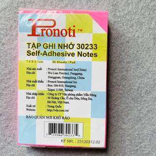 Giấy Note Ghi chú dạ quang Pronoti 3x2 76mmx 51mm
