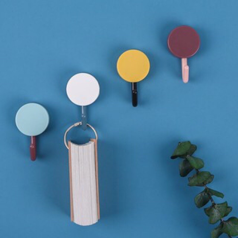 Deal 1k - Móc nhựa tròn dán tường treo đồ vật - Móc dán tường decor nhà cửa màu sắc siêu xinh - Móc dán tròn móc
