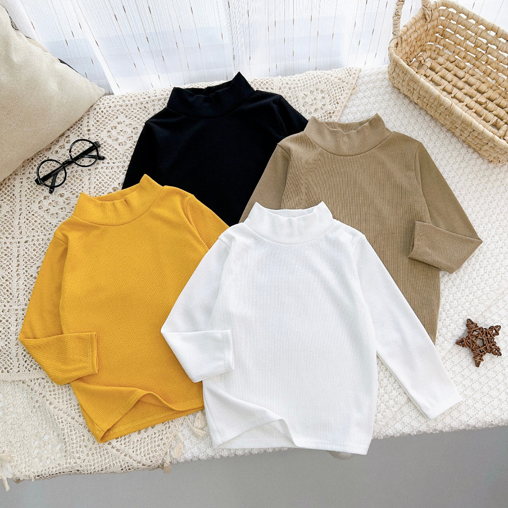 Áo len tăm, len gân Minky Mom bé trai bé gái cổ 3 phân giữ nhiệt cực đẹp Namkidshop