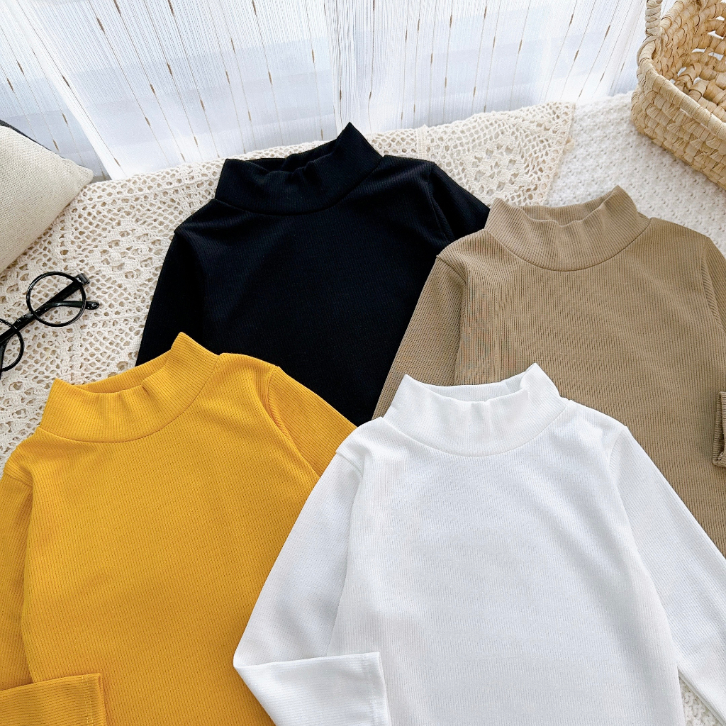 Áo len tăm, len gân Minky Mom bé trai bé gái cổ 3 phân giữ nhiệt cực đẹp Namkidshop