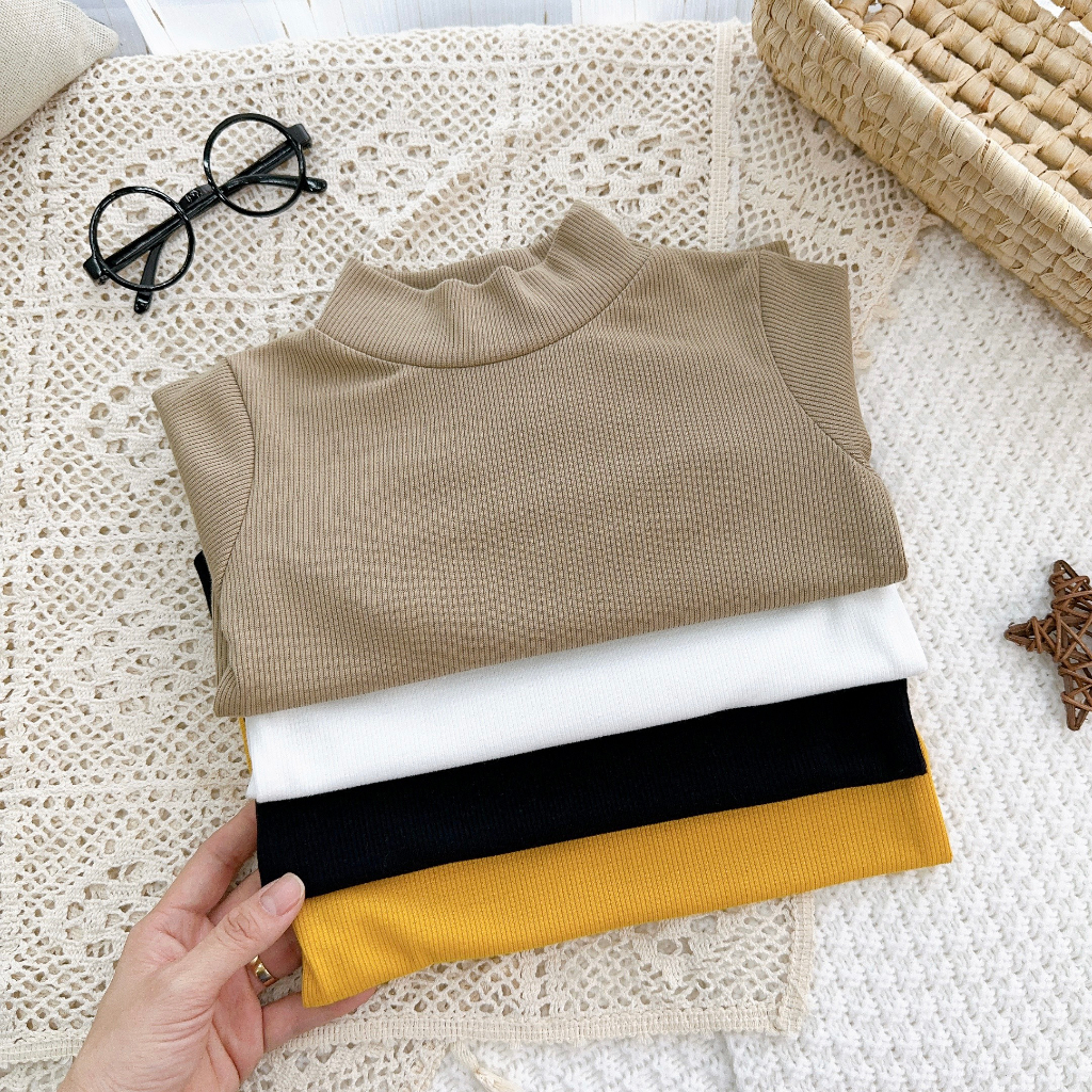 Áo len tăm, len gân Minky Mom bé trai bé gái cổ 3 phân giữ nhiệt cực đẹp Namkidshop