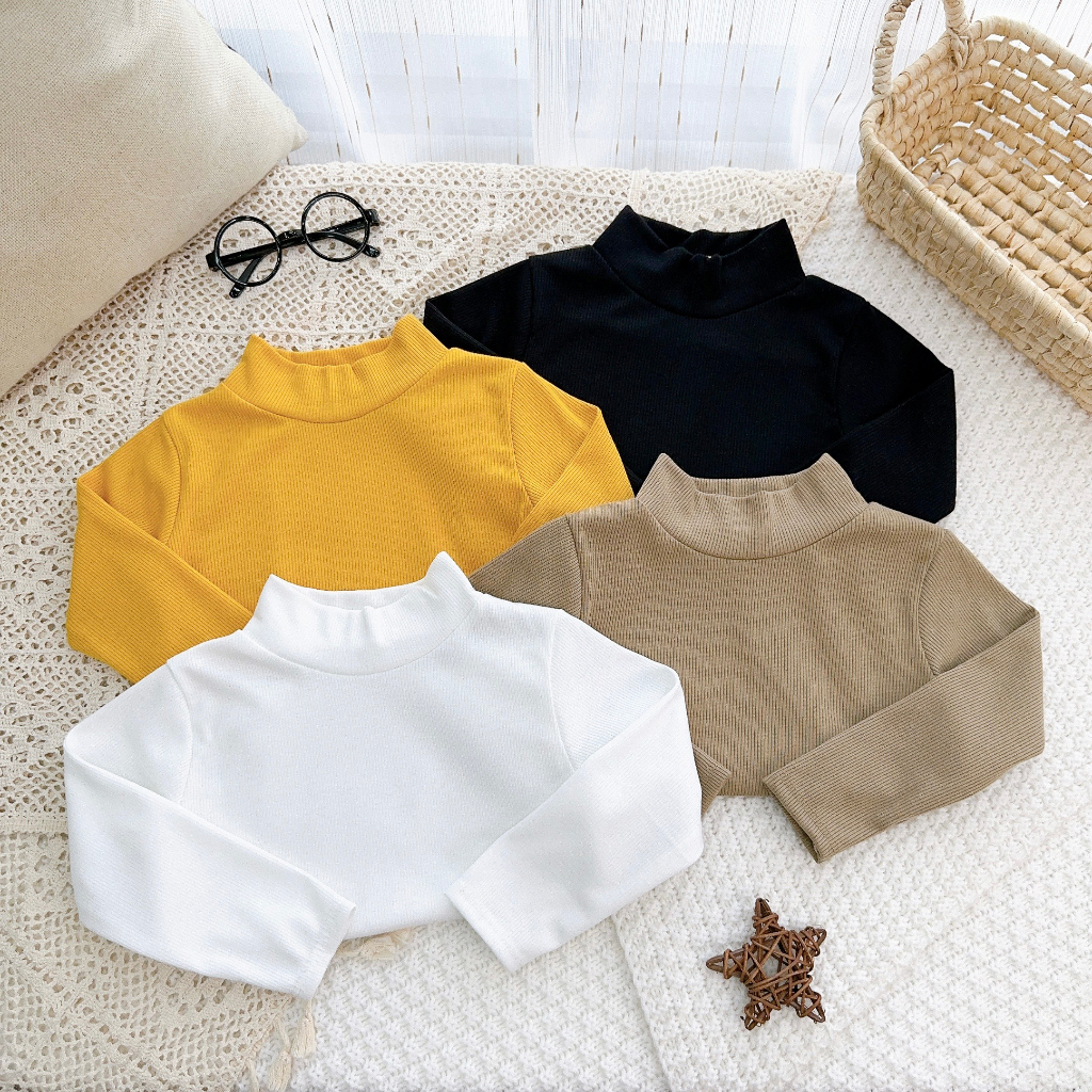 Áo len tăm, len gân Minky Mom bé trai bé gái cổ 3 phân giữ nhiệt cực đẹp Namkidshop