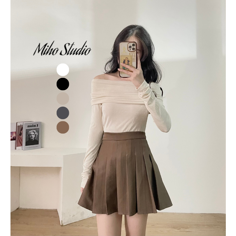 Áo trễ vai chất len mỏng cao cấp Miho Studio