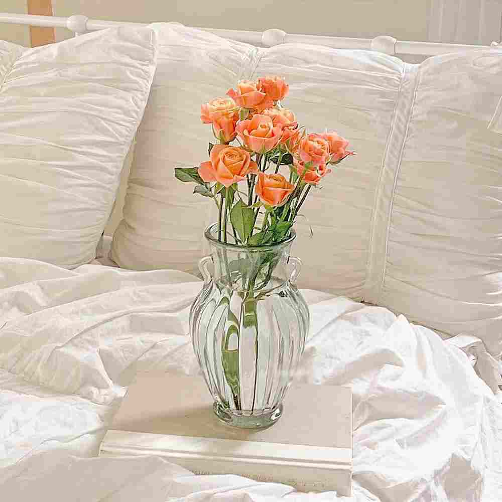 Bình thủy tinh vintage có hai tai trang trí, cắm hoa để bàn