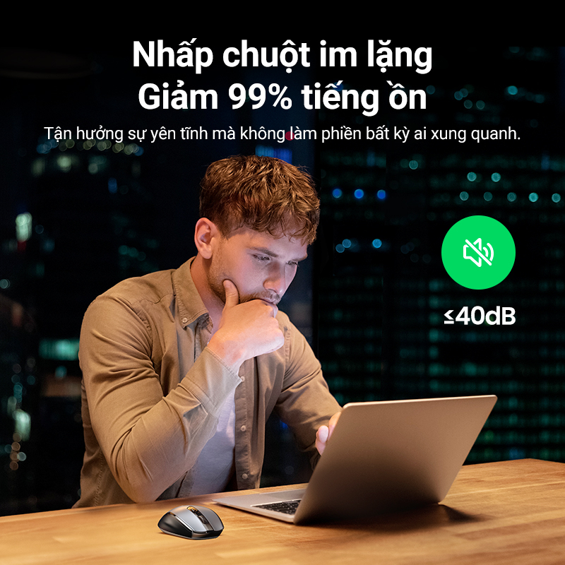 Chuột không dây Ugreen MU006 Bluetooth 5.0 Wireless 2.4G 4000 DPI | 6 Nút | Silent 15508 15063