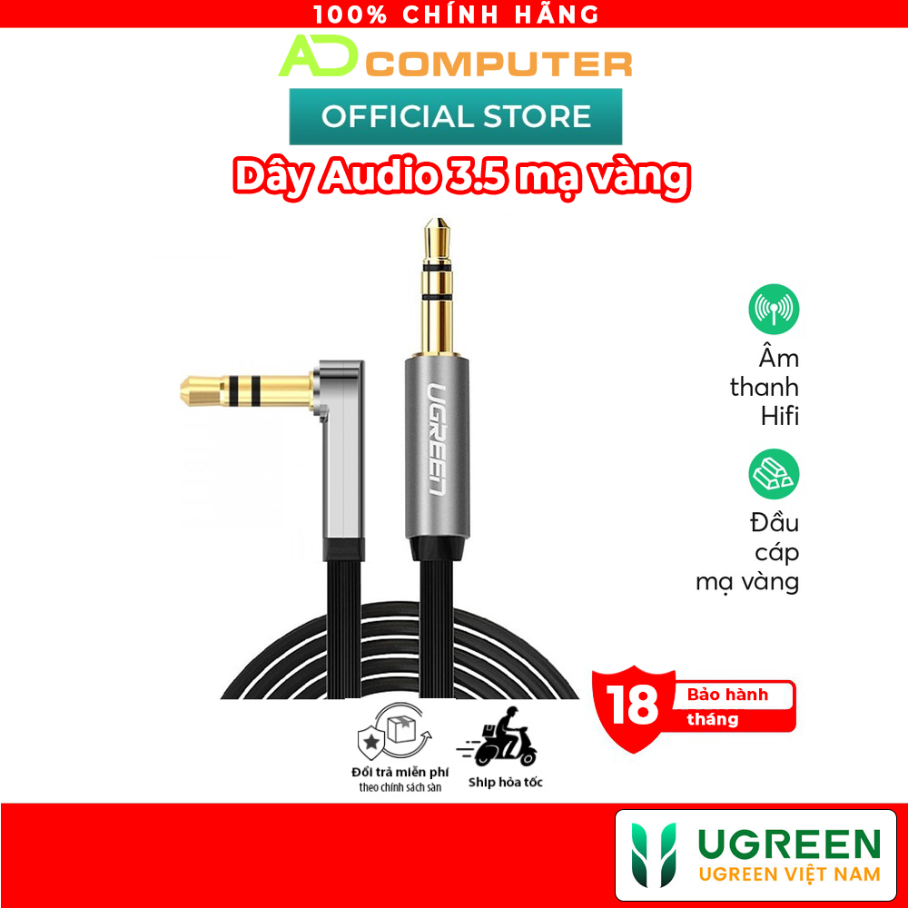 Dây Audio 3.5mm tròn mạ vàng 24K, TPE cao cấp UGREEN AV119 - Hàng phân phối chính hãng - Bảo hành 18 tháng