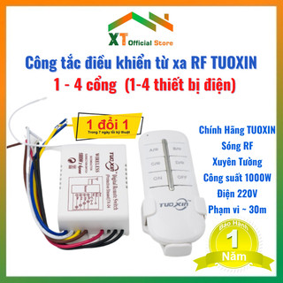 Công tắc điều khiển từ xa rf 4 cổng tuoxin ,công tắc đèn điều khiển từ xa không dây sóng rf 1- 4 thiết bị