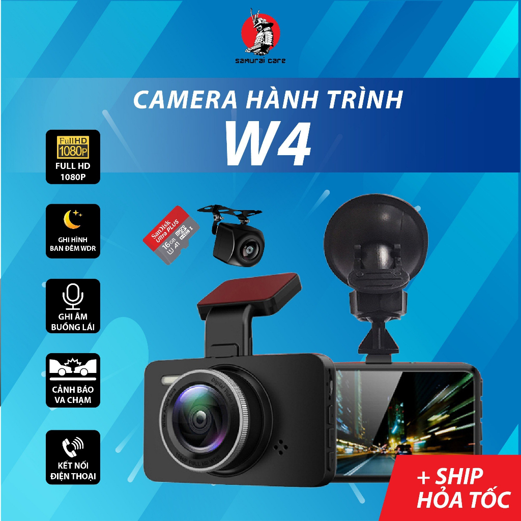 Camera hành trình ô tô W4, camera wifi kết nối điện thoại, quay trước sau góc rộng siêu sắc nét -Hàng Chính Hãng | BigBuy360 - bigbuy360.vn